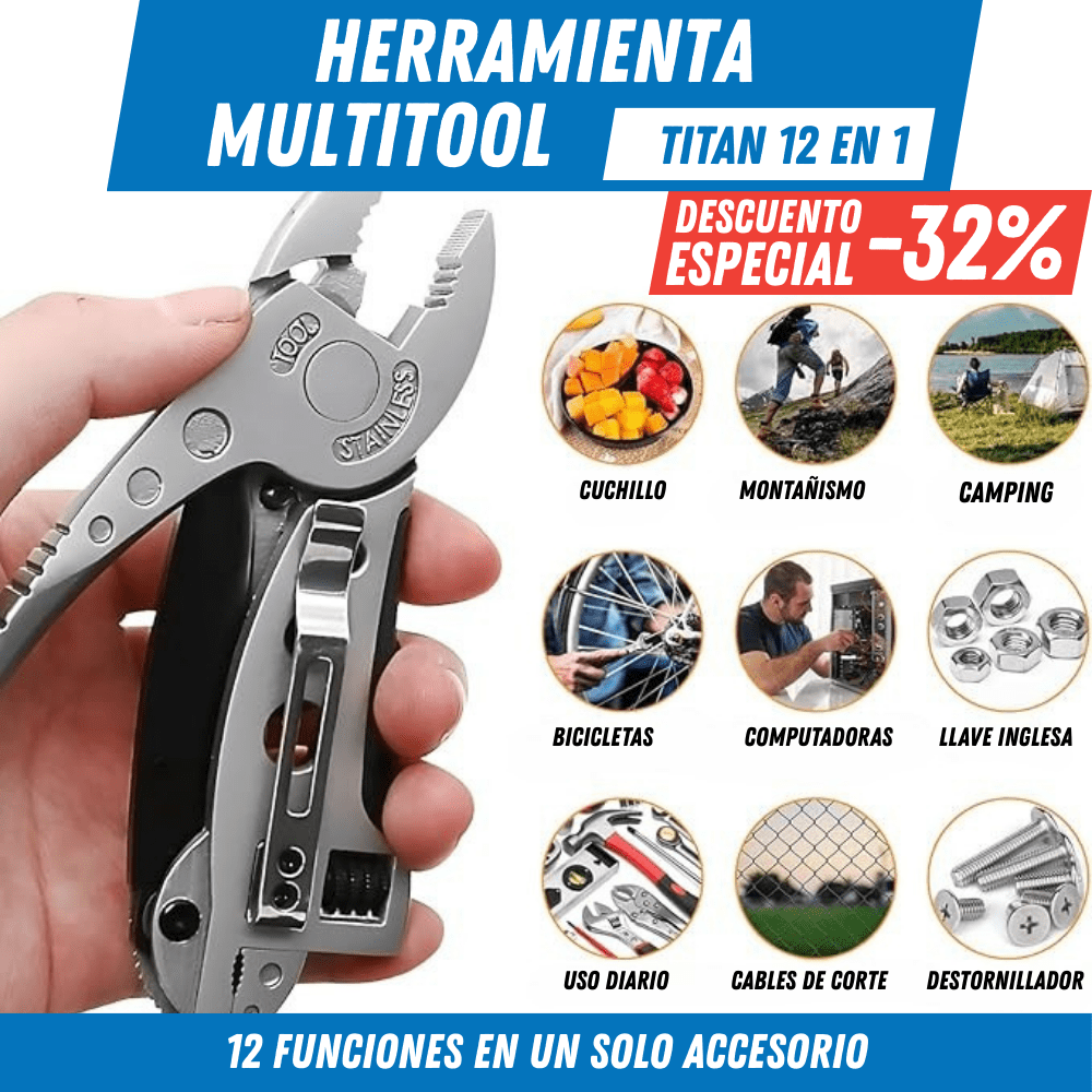 Herramienta MultiTool Titan 12 en 1 - Poder en tu Bolsillo - Para Regalar - Paga al Recibir - Envío Gratis