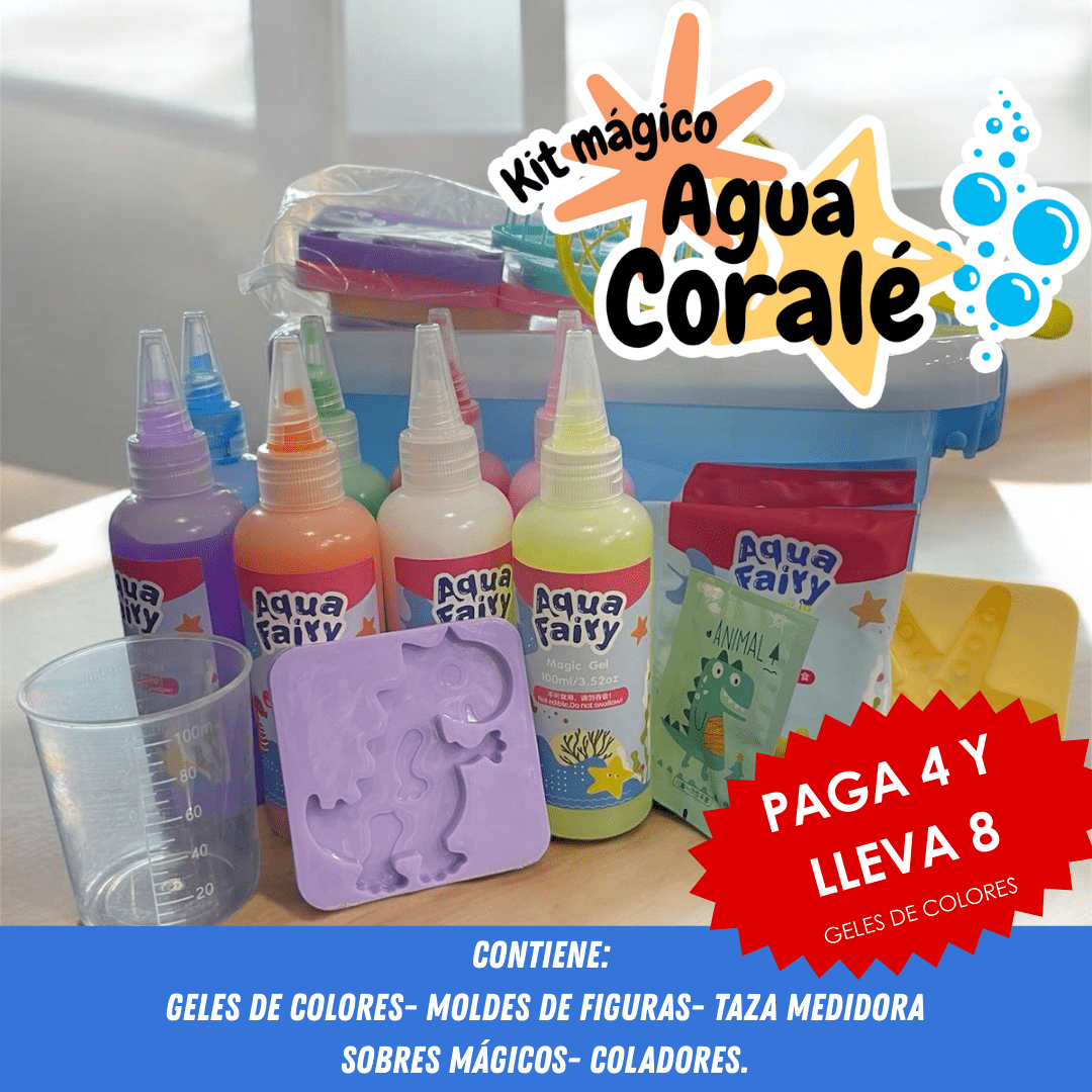 Kit Mágico de Agua - Coralé | Con Paga 4 y lleva 8 geles - Para Regalar - Paga al Recibir - Envío Gratis