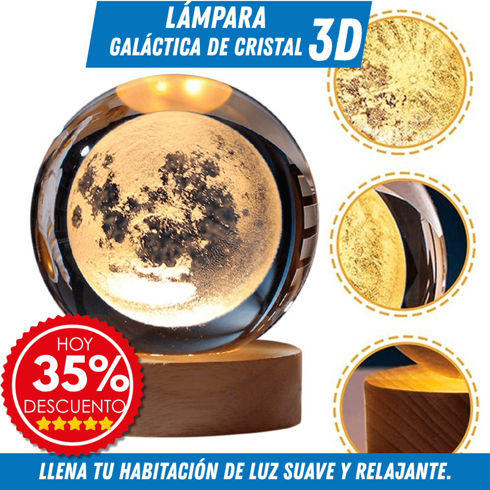 Lámpara Galáctica de Cristal 3D – Elegancia y Calma - Para Regalar - Paga al Recibir - Envío Gratis