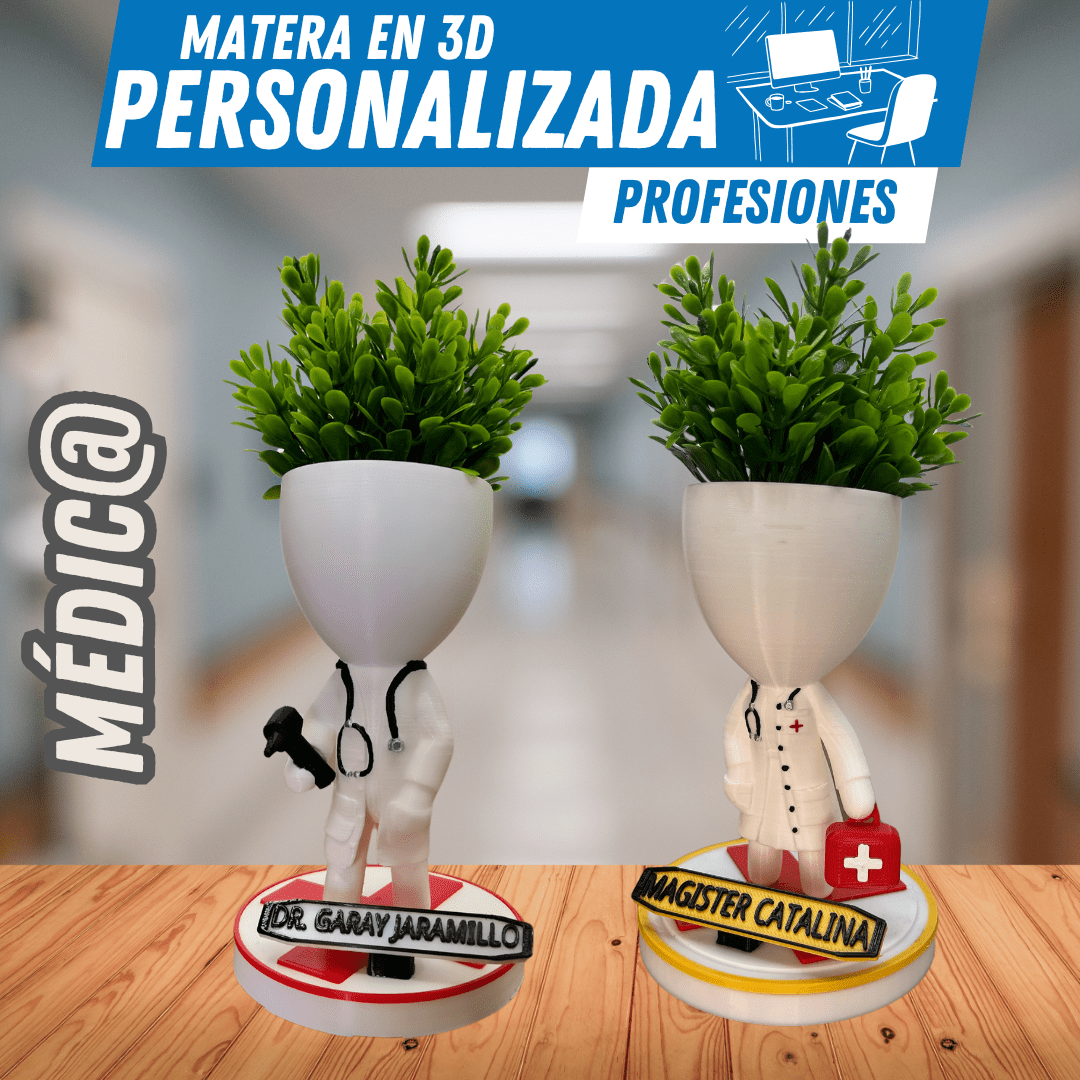 Matera 3D Médic@ – Tu Estilo, Tu Planta - GRATIS mini jarra para regar - Para Regalar - Paga al Recibir - Envío Gratis