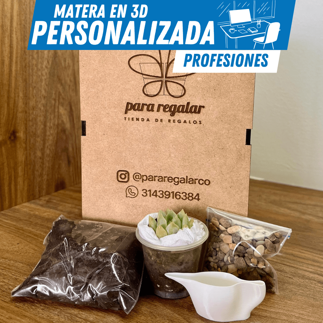 Matera 3D Oficinista & Ejecutivo – Tu Estilo, Tu Planta - GRATIS mini jarra para regar - Para Regalar - Paga al Recibir - Envío Gratis