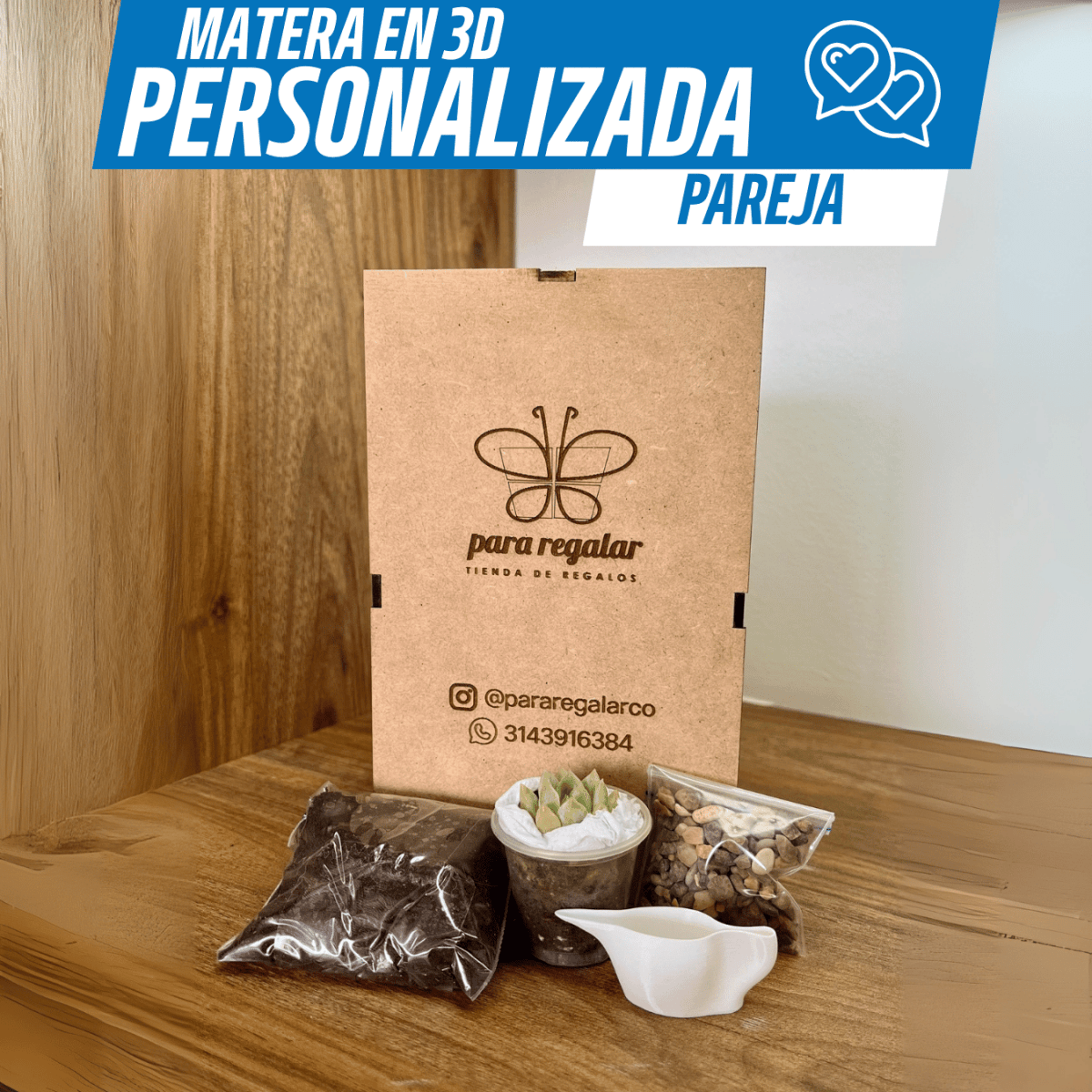 Matera 3D Personalizada – Amor que Florece Siempre - Para Regalar - Paga al Recibir - Envío Gratis