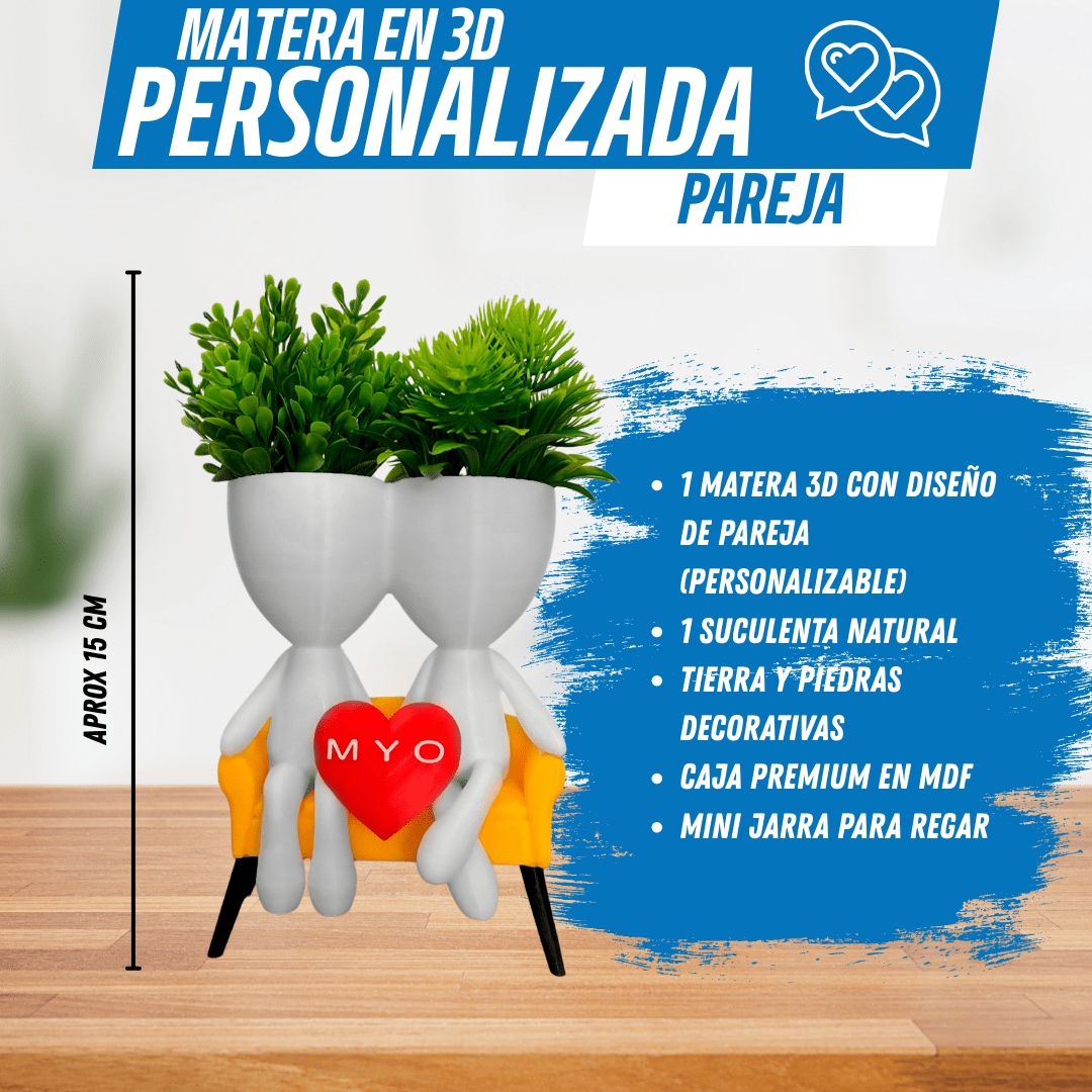 Matera 3D Personalizada – Amor que Florece Siempre - Para Regalar - Paga al Recibir - Envío Gratis