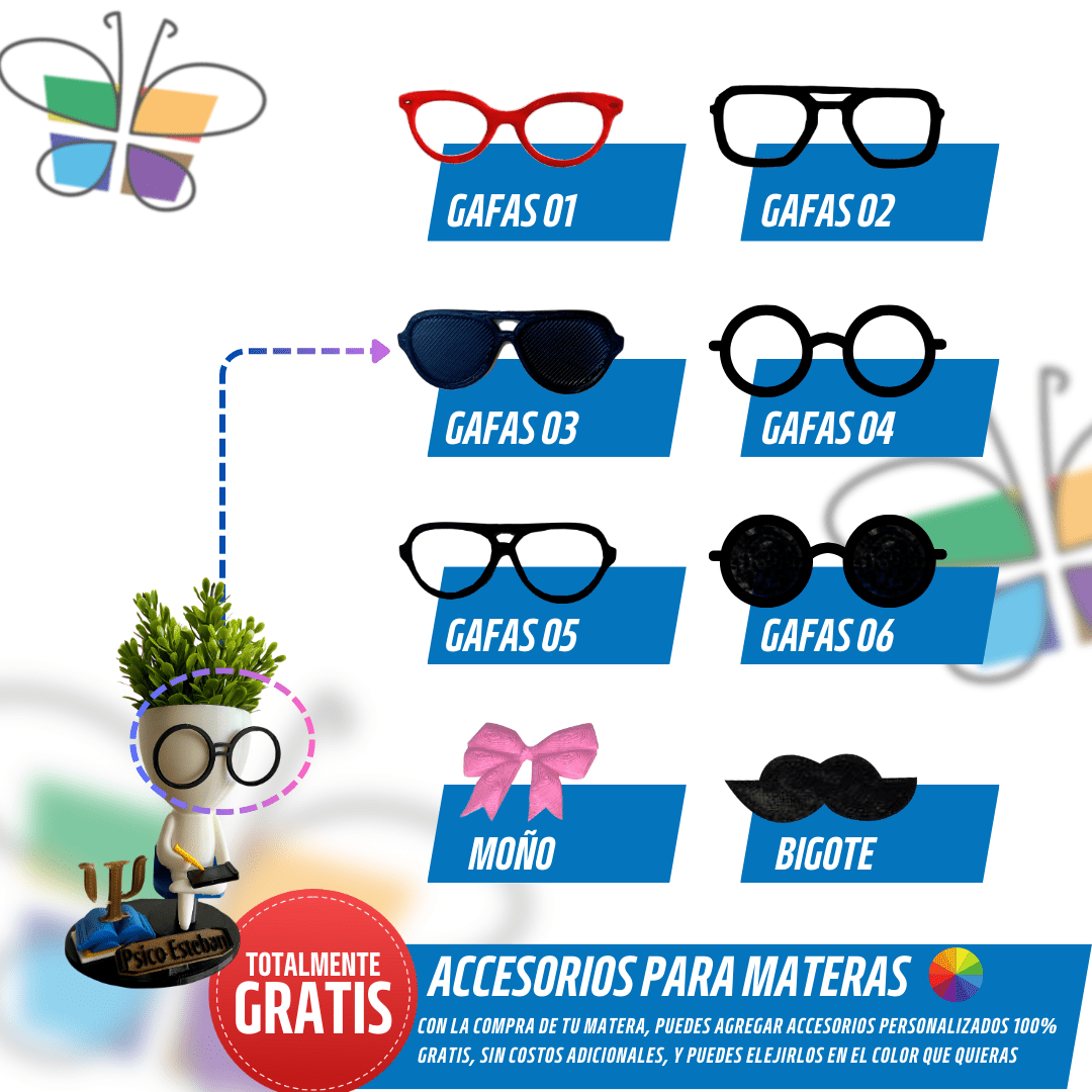 Matera 3D Psicólog@ – Tu Estilo, Tu Planta - GRATIS mini jarra para regar - Para Regalar - Paga al Recibir - Envío Gratis