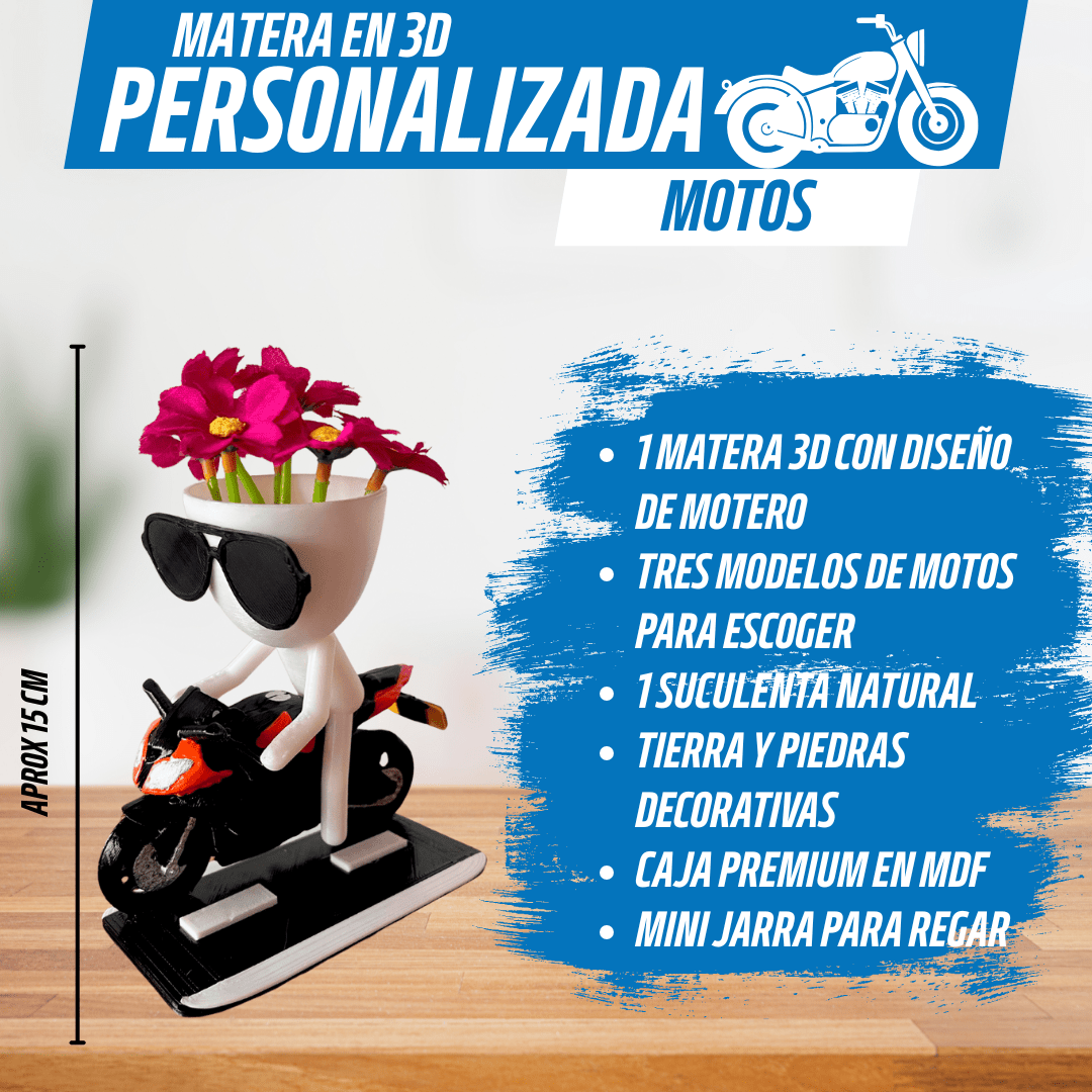 Matera Motera 3D Personalizable - Pasión sobre Ruedas - Para Regalar - Paga al Recibir - Envío Gratis