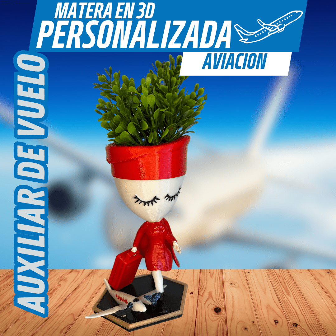 Matera Personalizable de Aviación – Tu Estilo, Tu Planta - GRATIS mini jarra para regar - Para Regalar - Paga al Recibir - Envío Gratis