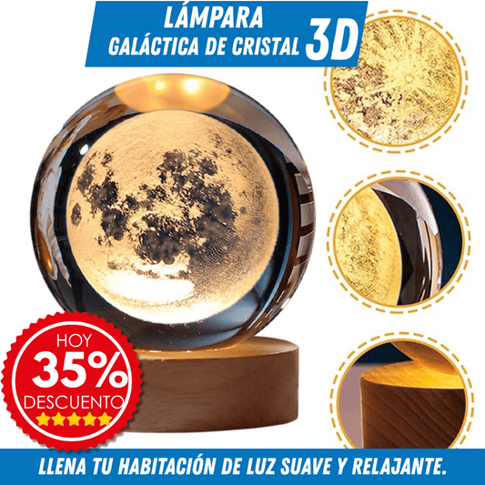 Lámpara Galáctica de Cristal 3D – Elegancia y Calma - Para Regalar - Paga al Recibir - Envío Gratis