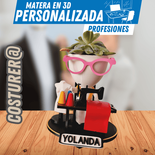 Matera 3D Costurer@ – Tu Estilo, Tu Planta - GRATIS mini jarra para regar - Para Regalar - Paga al Recibir - Envío Gratis
