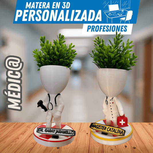 Matera 3D Médic@ – Tu Estilo, Tu Planta - GRATIS mini jarra para regar - Para Regalar - Paga al Recibir - Envío Gratis
