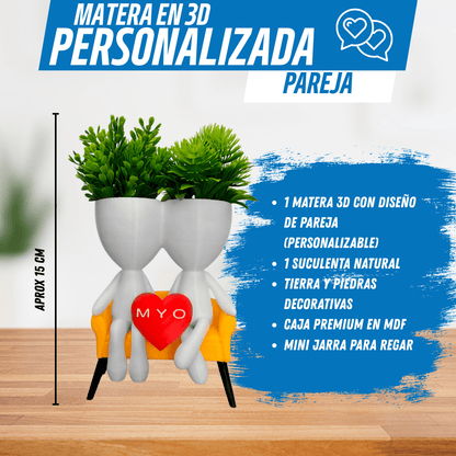 Matera 3D Personalizada – Amor que Florece Siempre - Para Regalar - Paga al Recibir - Envío Gratis