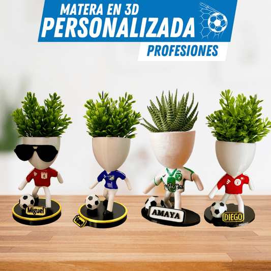 Matera 3D Personalizada de Futbolista – Tu Pasión Hecha Planta - ¡GRATIS Mini Jarra para Regar! - Para Regalar - Paga al Recibir - Envío Gratis