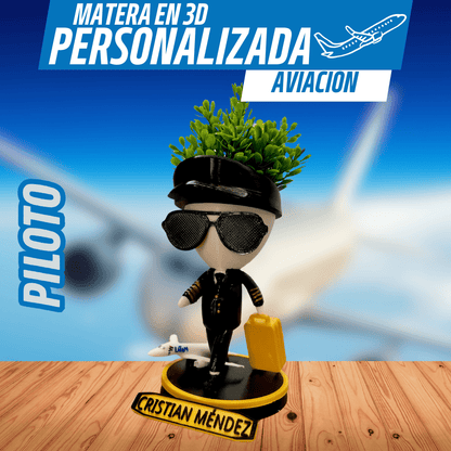 Matera Personalizable de Aviación – Tu Estilo, Tu Planta - GRATIS mini jarra para regar - Para Regalar - Paga al Recibir - Envío Gratis