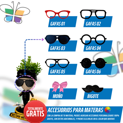 Matera Personalizable de Aviación – Tu Estilo, Tu Planta - GRATIS mini jarra para regar - Para Regalar - Paga al Recibir - Envío Gratis